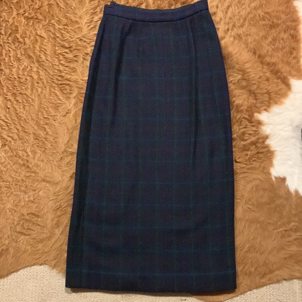 Ralph Lauren Navy and Green Plaid Maxi Skirt - Picture 3 of 16